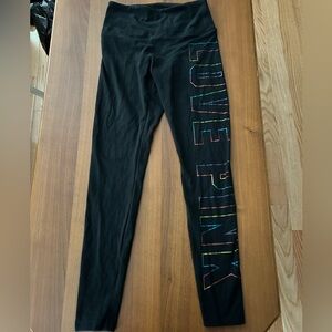 Victoria's Secret Black Leggings with Multicolor 'LOVE PINK'